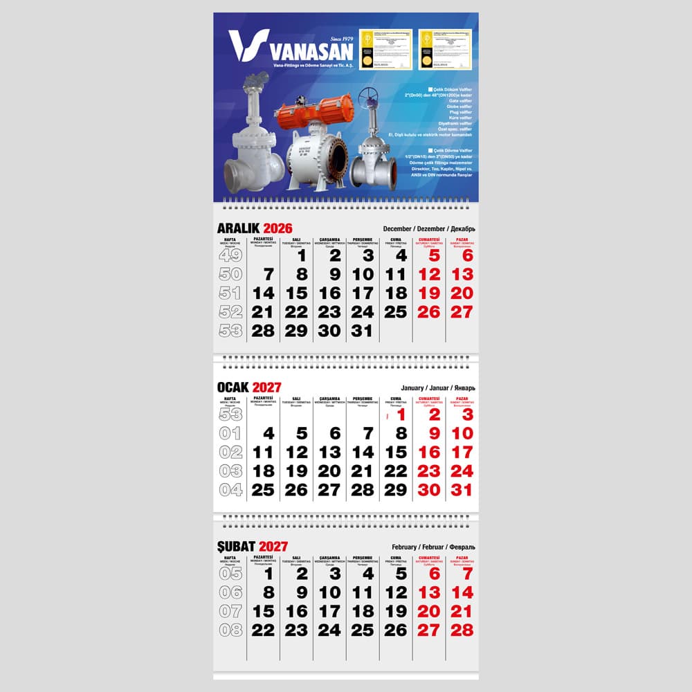 Klasik Taslama Gemici Takvim 32 x 77 cm – GMC-22