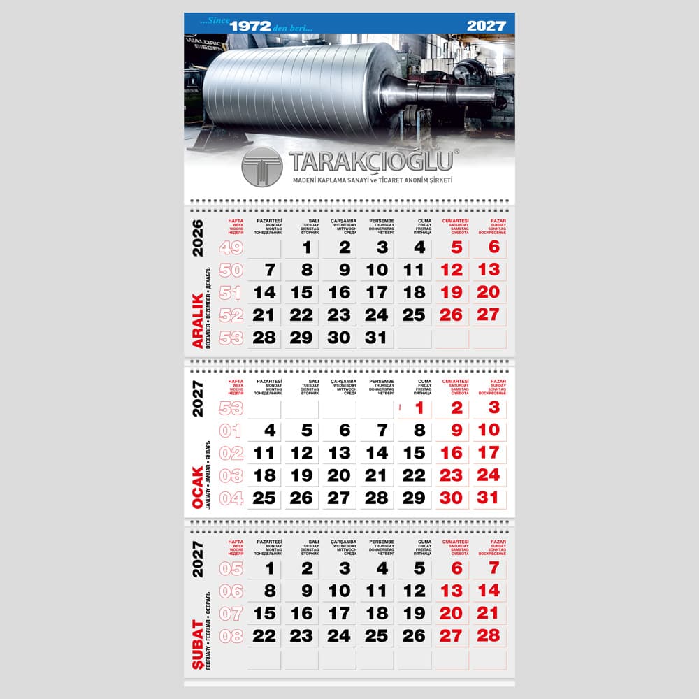 Jumbo Taslama Gemici Takvim 39,6 x 83 cm – GMC-18
